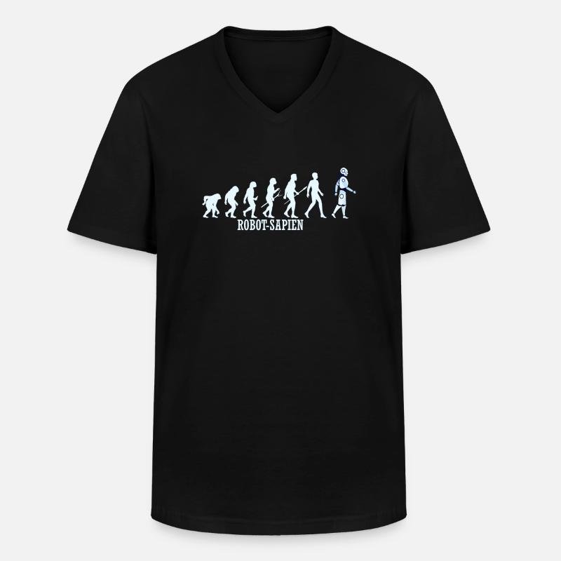 robot-sapien - Männer-T-Shirt mit V-Ausschnitt - Schwarz