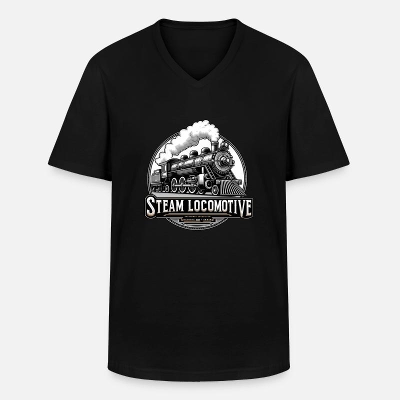 Dampflok Dampfmaschine Eisenbahn Dampfzug - Männer-T-Shirt mit V-Ausschnitt - Schwarz