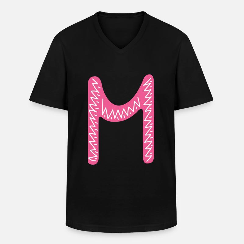 Buchstabe M - Männer-T-Shirt mit V-Ausschnitt - Schwarz