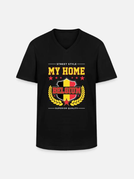 My Home Belgium - Men's V-Neck T-Shirt - black