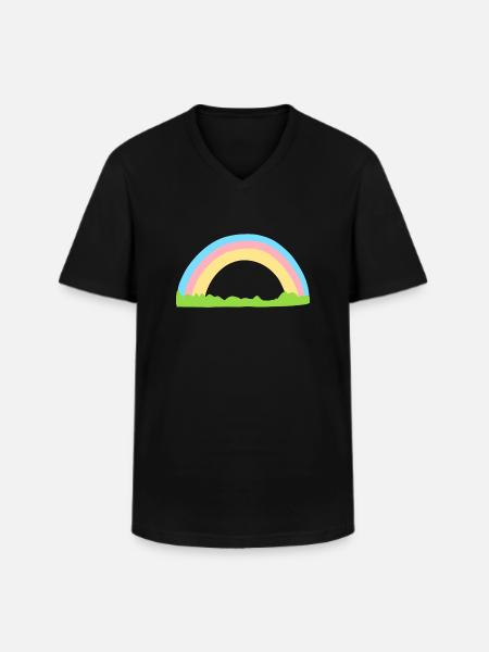 Rainbow Symbol Shape Grass Line - Men's V-Neck T-Shirt - black