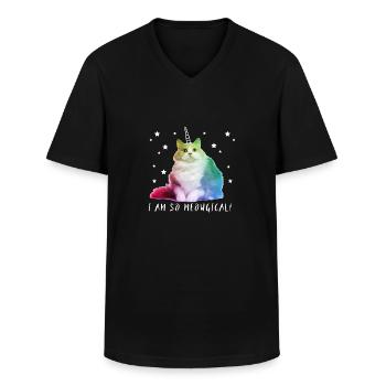 Chat licorne meowgical chat mignon cadeau coloré - T-shirt col V Homme - noir - Devant - AI Model Male 178 dark (178cm)