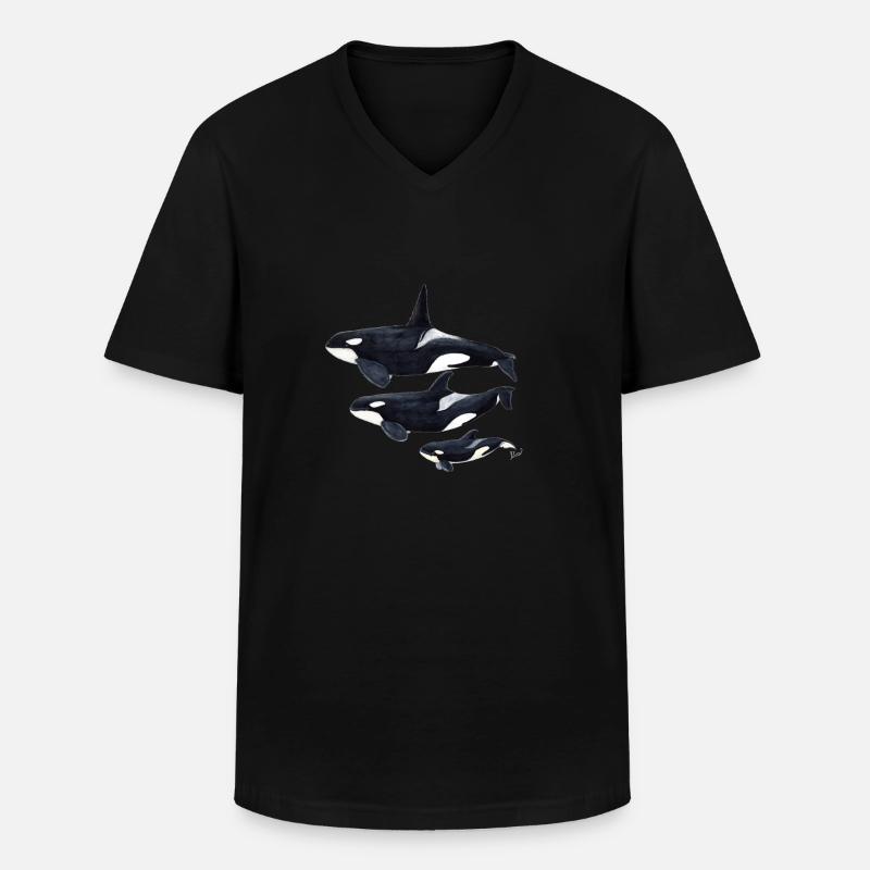 Orca - Schwertwal - ecause - Männer-T-Shirt mit V-Ausschnitt - Schwarz
