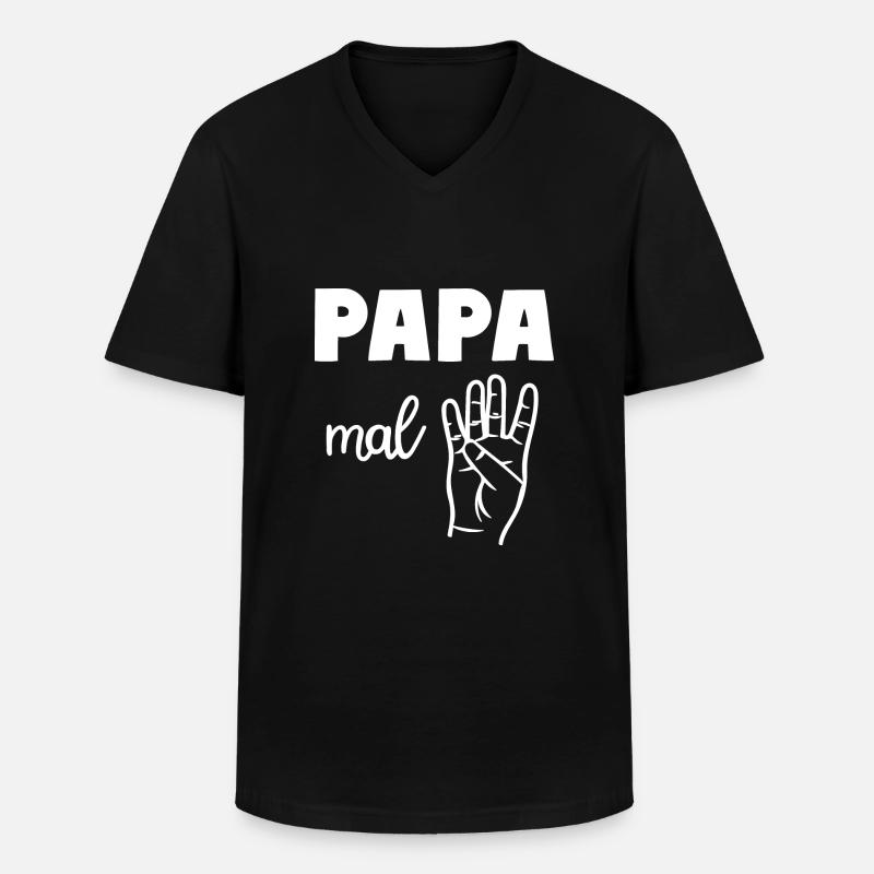 Papa mal Vier Vater - Männer-T-Shirt mit V-Ausschnitt - Schwarz