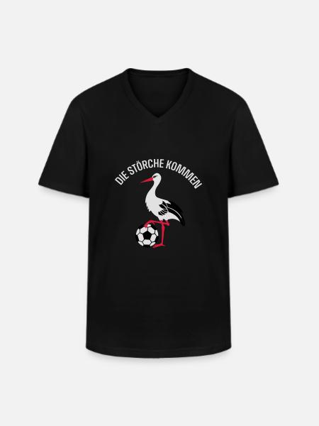 Fußball Storch - Männer-T-Shirt mit V-Ausschnitt - Schwarz