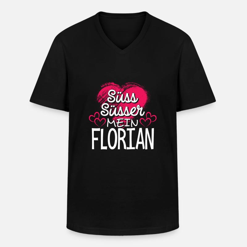 FLORIAN - süss - Männer-T-Shirt mit V-Ausschnitt - Schwarz