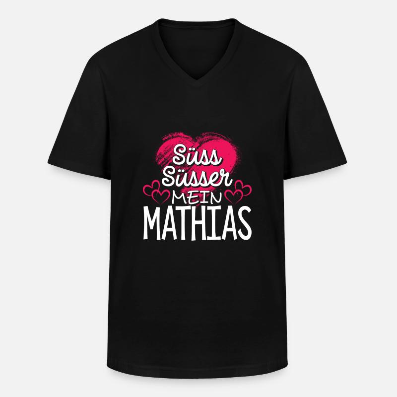 MATHIAS - süss - Männer-T-Shirt mit V-Ausschnitt - Schwarz