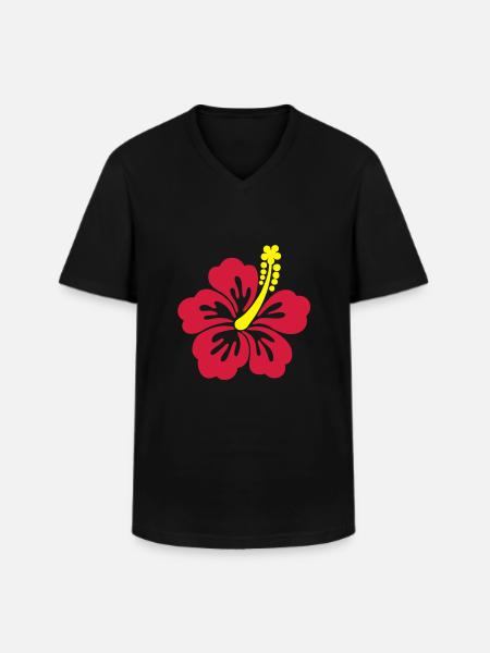 hibiscus tahiti - Men's V-Neck T-Shirt - black