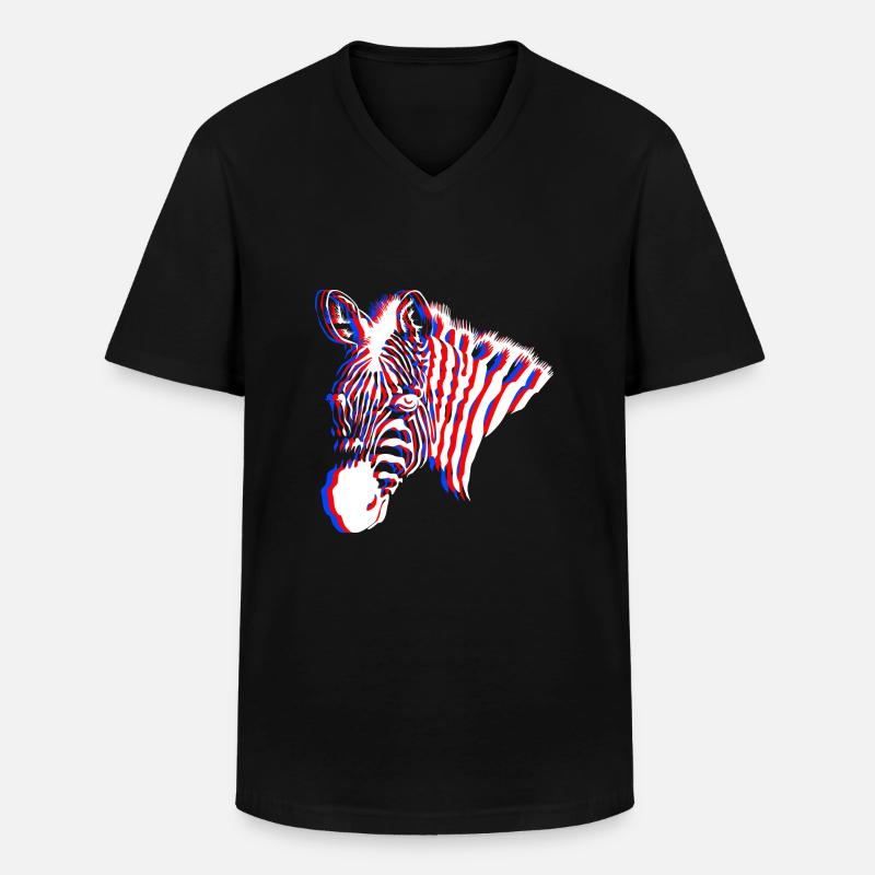 Zebra Neon - Männer-T-Shirt mit V-Ausschnitt - Schwarz