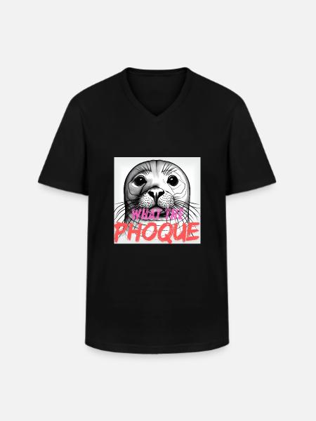 What the phoque - T-shirt col V Homme - noir