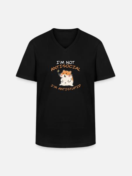 Ik ben niet asociaal Ik ben anti-dom grappig - Klassiek mannen T-shirt met V-hals - zwart