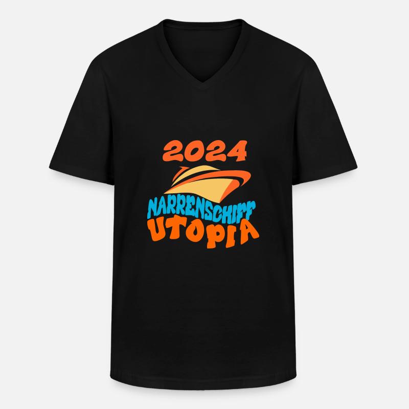 Narrenschiff Utopia, Strauß Zitat - Männer-T-Shirt mit V-Ausschnitt - Schwarz