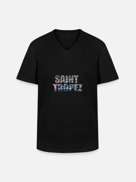 FRANCE SAINT TROPEZ - Men's V-Neck T-Shirt - black
