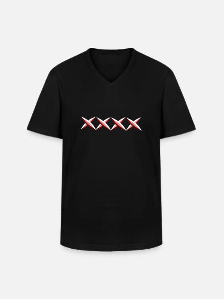 kors kors rött - T-shirt med V-ringning herr - svart