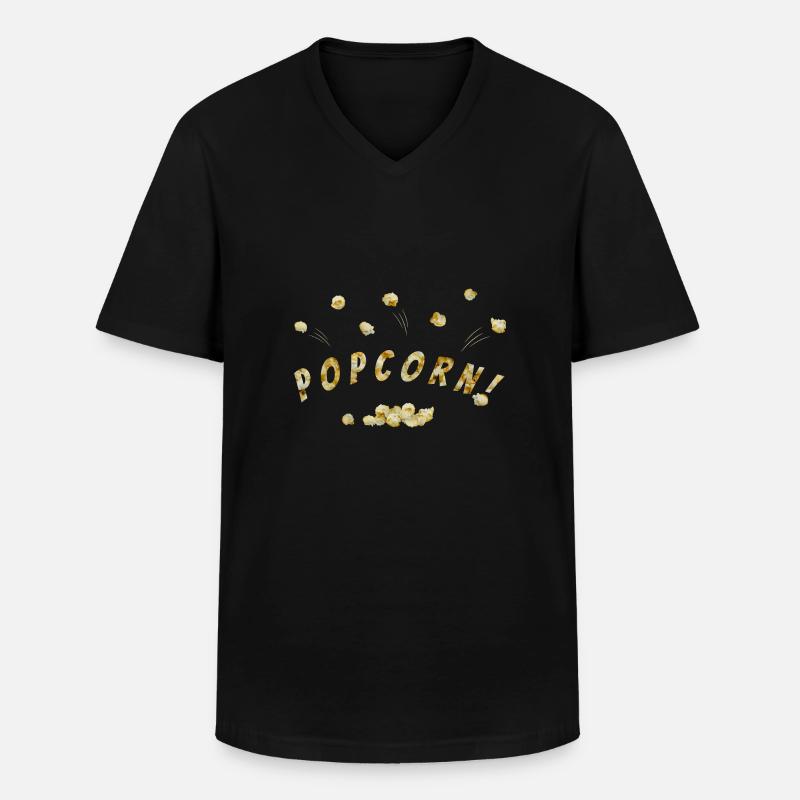 Fliegendes Popcorn - Männer-T-Shirt mit V-Ausschnitt - Schwarz