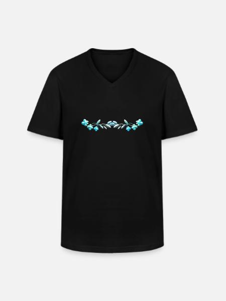 line flowers blue - Men's V-Neck T-Shirt - black