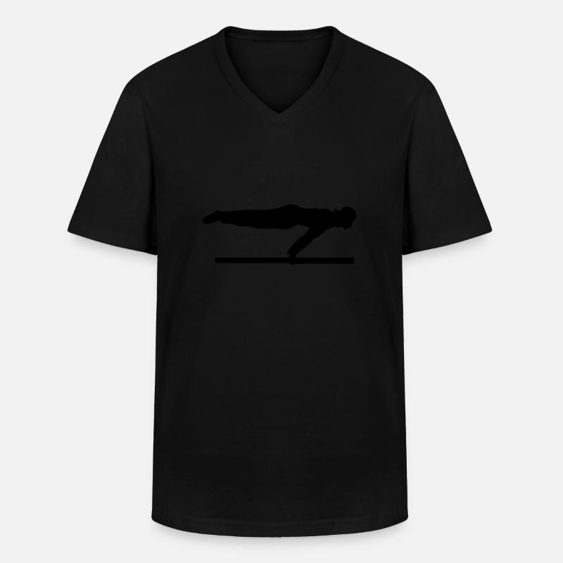 Full Planche - Calisthenics - Männer-T-Shirt mit V-Ausschnitt - Schwarz