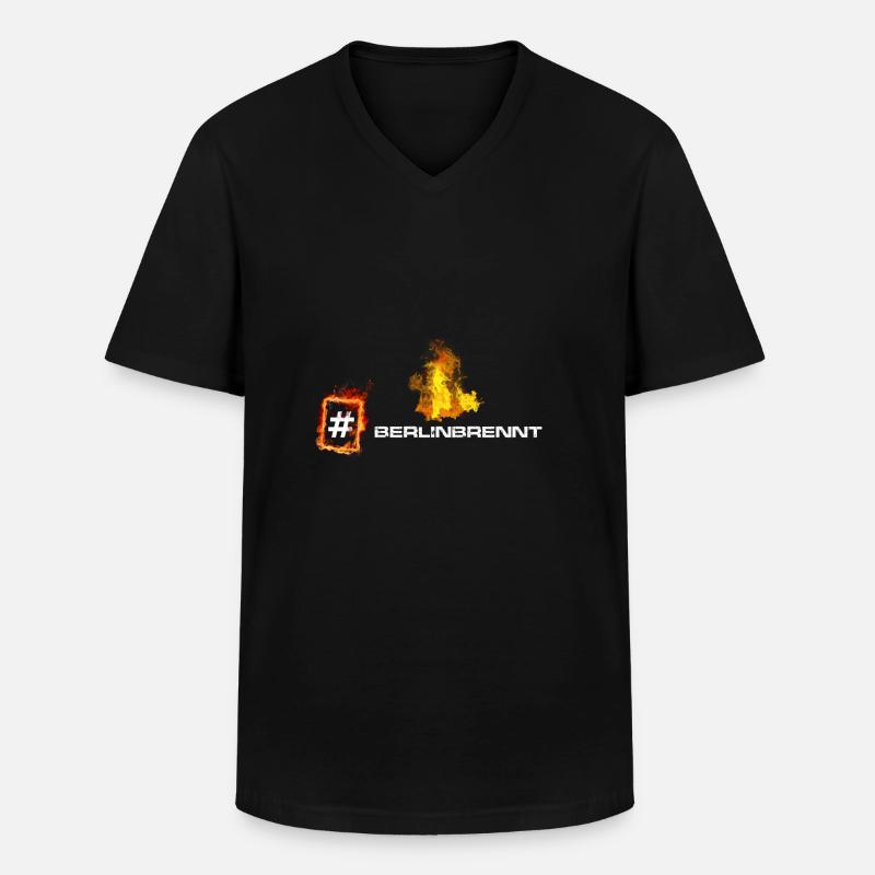 #berlinbrennt - Männer-T-Shirt mit V-Ausschnitt - Schwarz