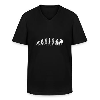 Evolution Geschenk Schach Schachspieler shirt - Männer-T-Shirt mit V-Ausschnitt - Schwarz - Vorne - AI Model Male 178 dark (178cm)