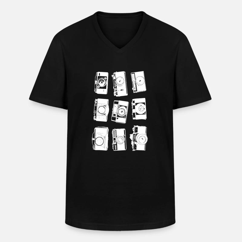 Collage de caméra rétro - T-shirt col V Homme - noir