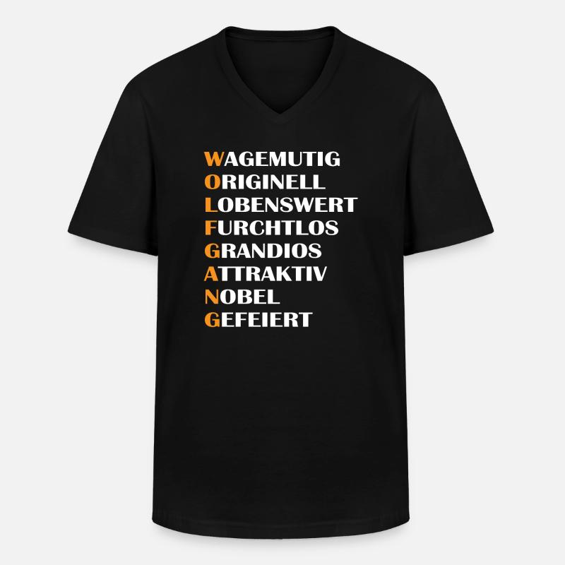 Wolfgang - Männer-T-Shirt mit V-Ausschnitt - Schwarz