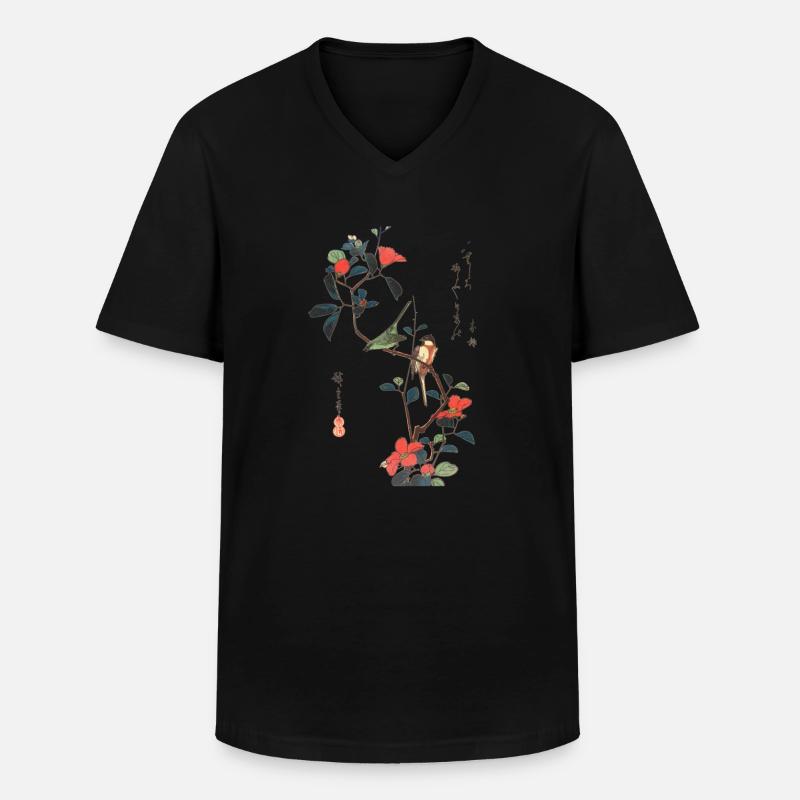 Japanischer Holzschnitt - Männer-T-Shirt mit V-Ausschnitt - Schwarz