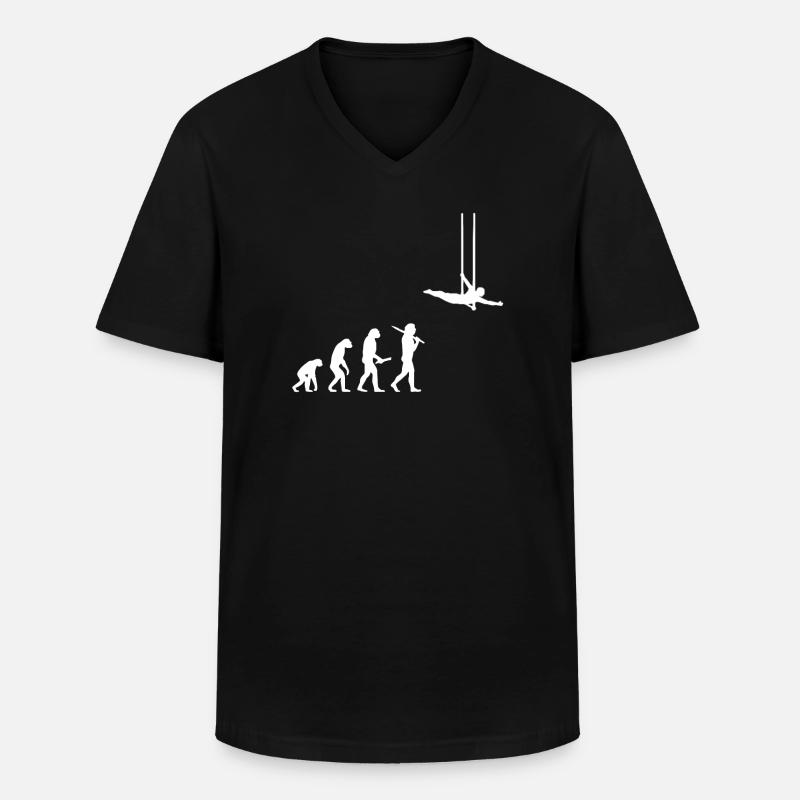 Evolution fliegendes Trapez Akrobat Geschenkidee - Männer-T-Shirt mit V-Ausschnitt - Schwarz