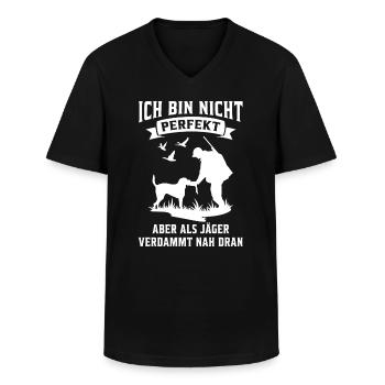 Jäger sind fast perfekt Gans Jagd Jagdhund - Männer-T-Shirt mit V-Ausschnitt - Schwarz - Vorne - AI Model Male 178 dark (178cm)