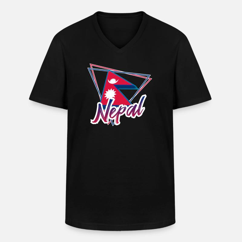 Nepal - Männer-T-Shirt mit V-Ausschnitt - Schwarz