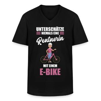Unterschätze Niemals Eine Rentnerin E-Bike Fahrrad - Männer-T-Shirt mit V-Ausschnitt - Schwarz - Vorne - AI Model Male 178 dark (178cm)