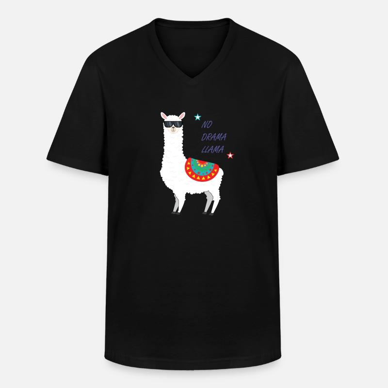 Lama - Männer-T-Shirt mit V-Ausschnitt - Schwarz