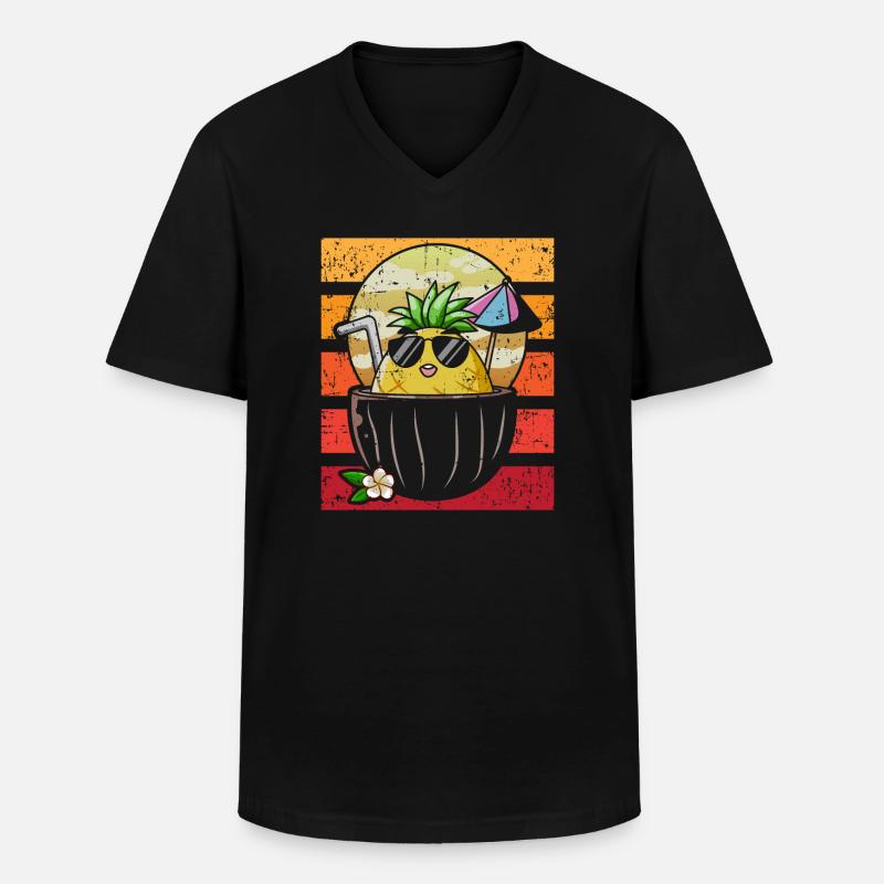 Ananas - Männer-T-Shirt mit V-Ausschnitt - Schwarz
