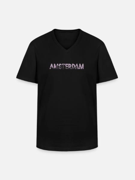 Amsterdam Skyline Silhouette - Men's V-Neck T-Shirt - black