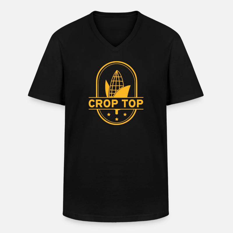 Crop-Top - Männer-T-Shirt mit V-Ausschnitt - Schwarz