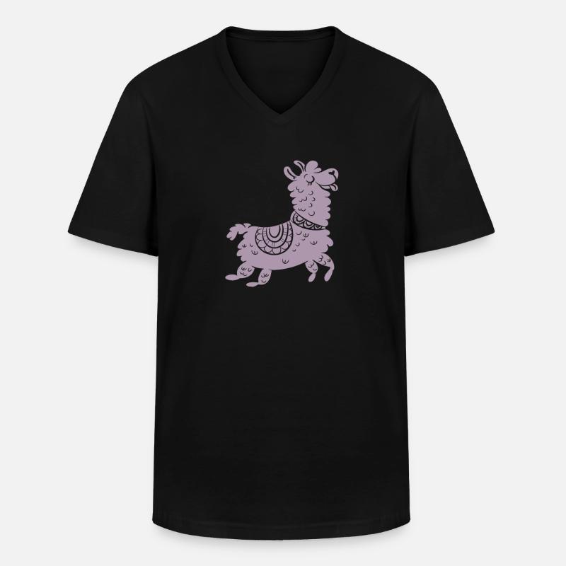 süßes Lama Alpaca - Männer-T-Shirt mit V-Ausschnitt - Schwarz