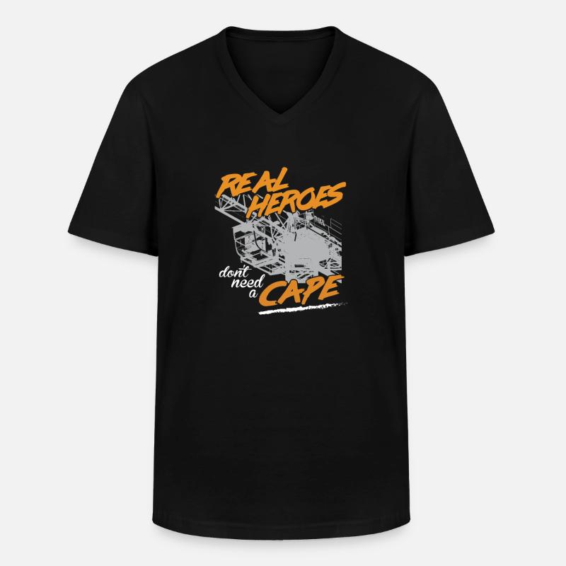 Kranführer Sprüche Kran echte Helden - Männer-T-Shirt mit V-Ausschnitt - Schwarz