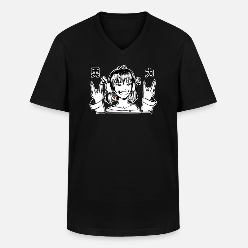 Taffes Mädchen mit Kopfhörern - Männer-T-Shirt mit V-Ausschnitt - Schwarz