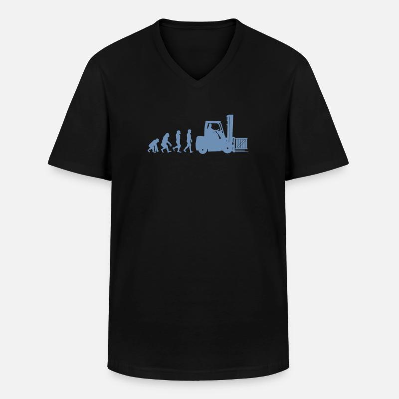 Evolution eines Staplerfahrer - Männer-T-Shirt mit V-Ausschnitt - Schwarz