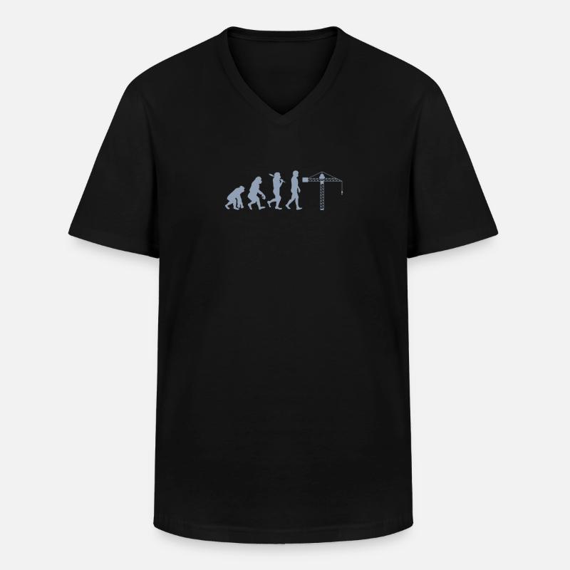 Kranführer Evolution - Männer-T-Shirt mit V-Ausschnitt - Schwarz