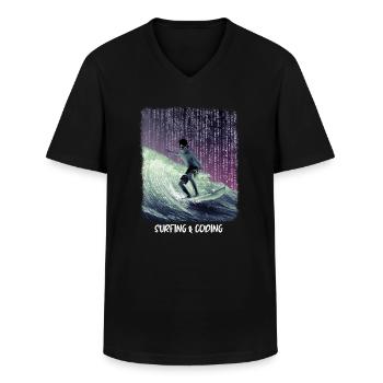 Surfing & Coding - Männer-T-Shirt mit V-Ausschnitt - Schwarz - Vorne - AI Model Male 178 dark (178cm)