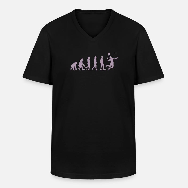 Badminton Evolution Geschenk - Männer-T-Shirt mit V-Ausschnitt - Schwarz