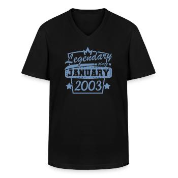 Birthday 20 years old January 2003 - Men's V-Neck T-Shirt - black - Front - AI Model Male 178 dark (178cm)