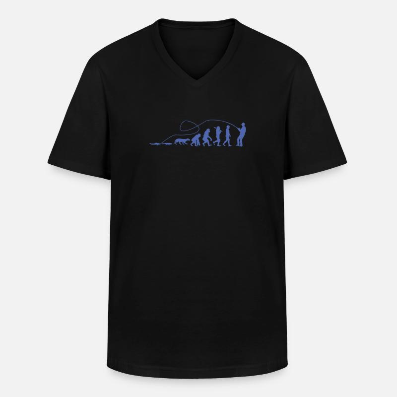 Evolution Angler TShirt - Männer-T-Shirt mit V-Ausschnitt - Schwarz