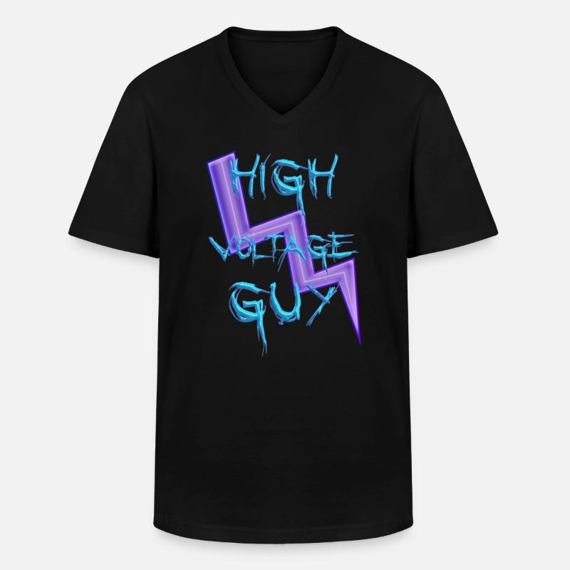 Hochspannungs-Typ - Männer-T-Shirt mit V-Ausschnitt - Schwarz