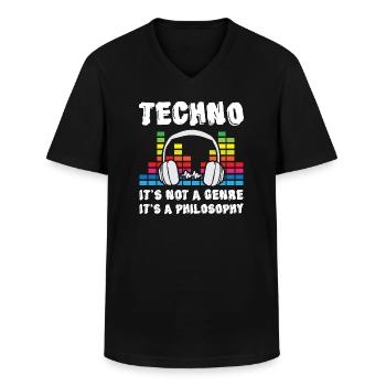 Techno Music not Genre but Philosophy - Männer-T-Shirt mit V-Ausschnitt - Schwarz - Vorne - AI Model Male 178 dark (178cm)