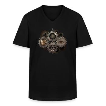 Steam Crow Gear Vintage - T-shirt col V Homme - noir - Devant - AI Model Male 178 dark (178cm)