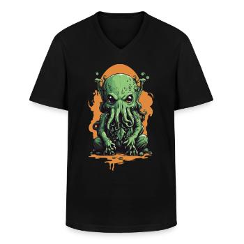 Gruselige Cthulhu's Nacht Halloween Mystik Design - Männer-T-Shirt mit V-Ausschnitt - Schwarz - Vorne - AI Model Male 178 dark (178cm)