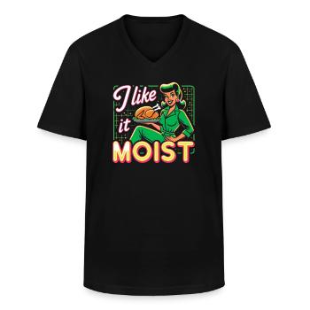 I Like It Moist Thanksgiving Costume Turkey Day - Men's V-Neck T-Shirt - black - Front - AI Model Male 178 dark (178cm)