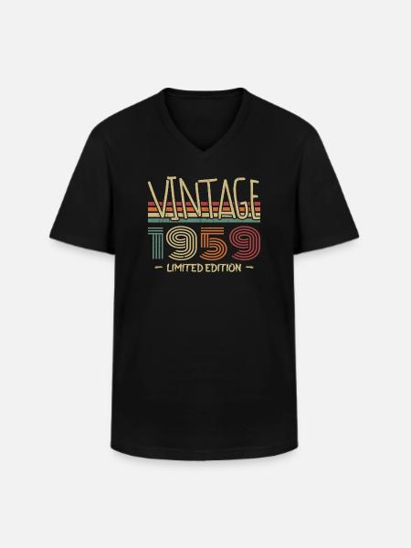 Vintage 1959 Retro1959 Anniversary Gift - Men's V-Neck T-Shirt - black