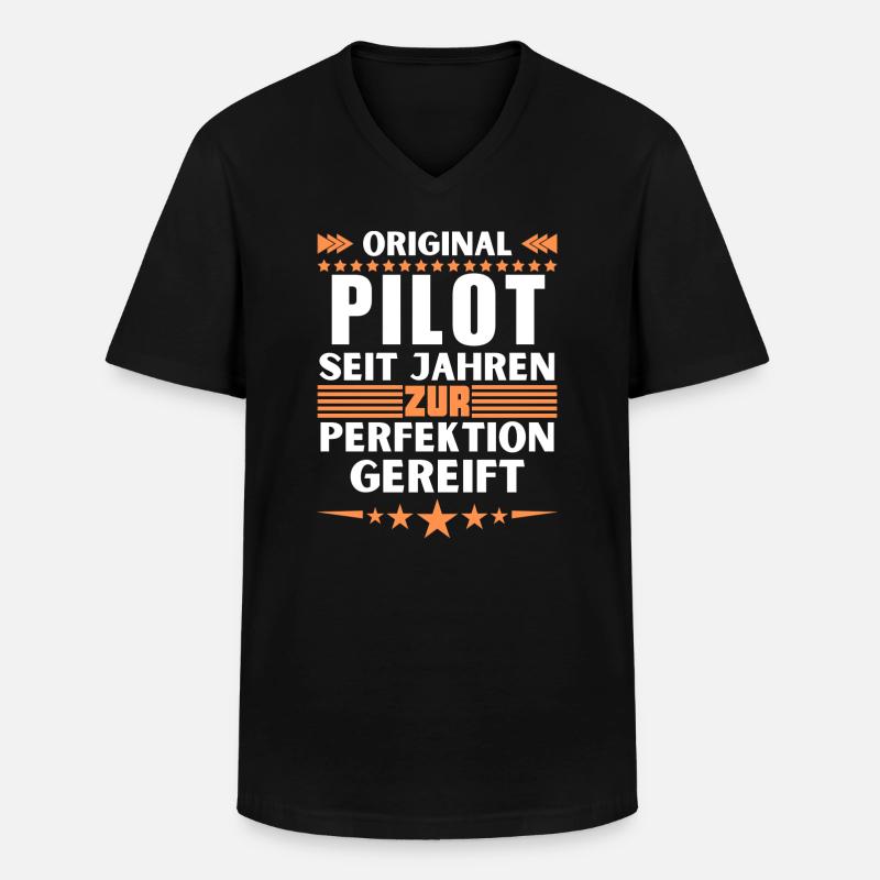 Zur Perfektion gereifter Pilot - Männer-T-Shirt mit V-Ausschnitt - Schwarz